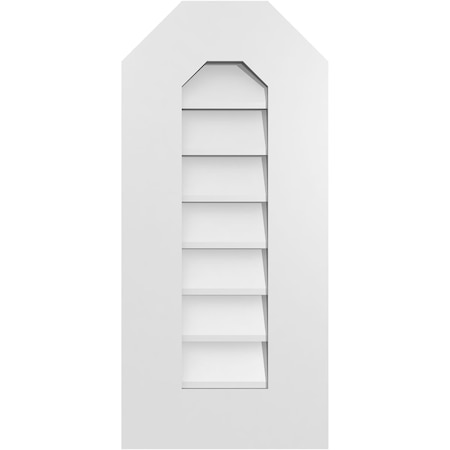 Ekena Millwork Octagonal Top Surface Mount PVC Gable Vent w/ 3-1/2"W x 1"P Standard Frame, 12"W x 26"H GVPOT12X2601SN